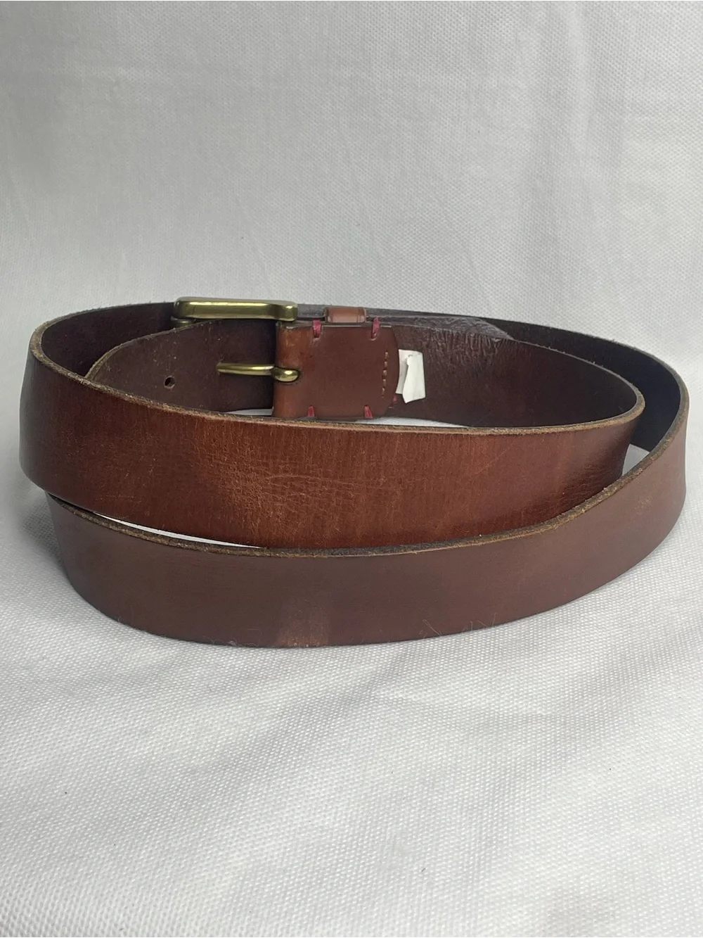 The GAP Genuine Cow Leather Belt Mens SZ 44 Brown Bronze Red Stitch Work Western
